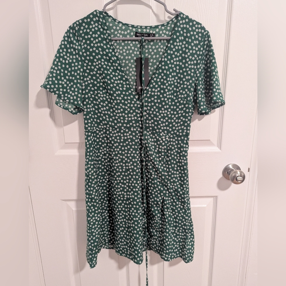 Nasty Gal Green Floral Dress